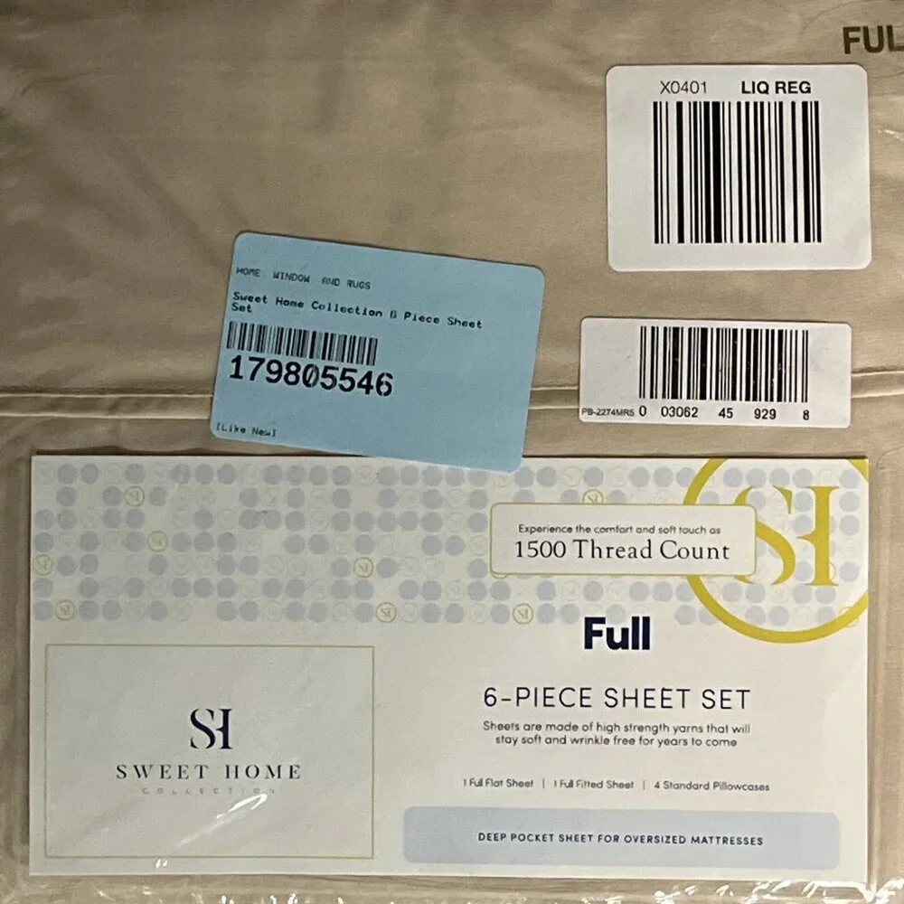 Sweet Home Collection Beige 1500 Count 6 Piece Bedroom Full Bed Sheet‎ Set